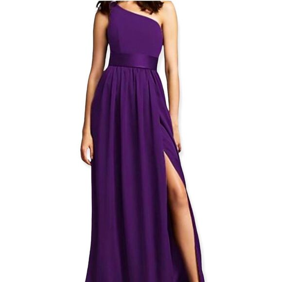 White by Vera Wang Wisteria One Shoulder Formal Women’s Dress With Satin Sash 22 - Picture 14 of 14